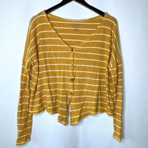 AEO Women's Mustard Yellow Soft & Sexy Plush Cropped Top Size Medium